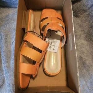Liz Clairborne Orange Slide Sandals Womens 8.5 NWT